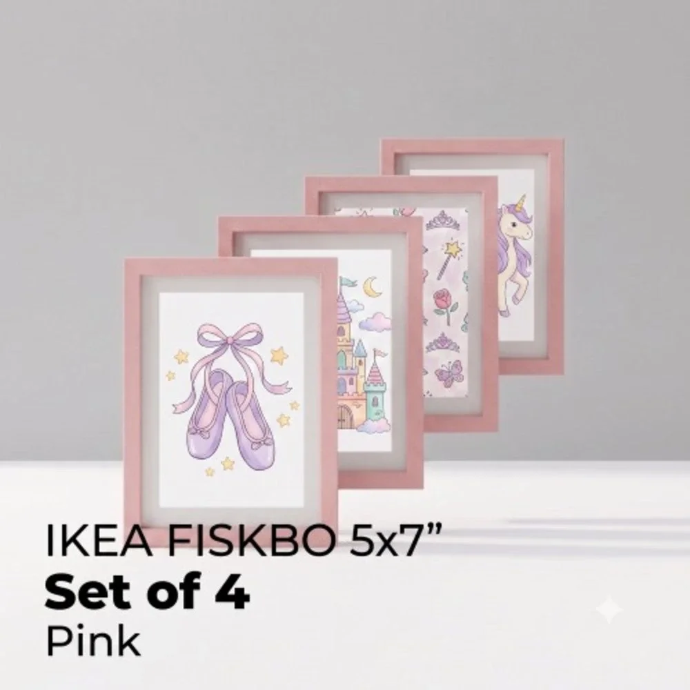 IKEA FISKBO Picture Frame 5x7 Pink Wall Tabletop Set of 4 Sealed